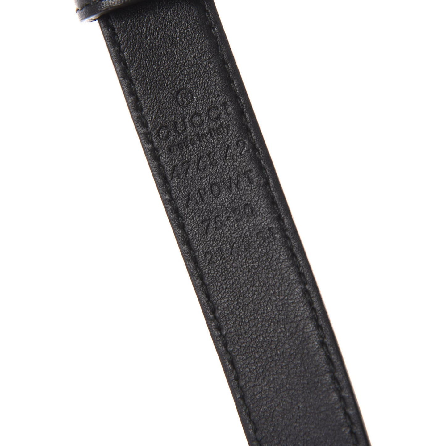Calfskin Pearl Double G 20mm Belt 75 30 Black Cream