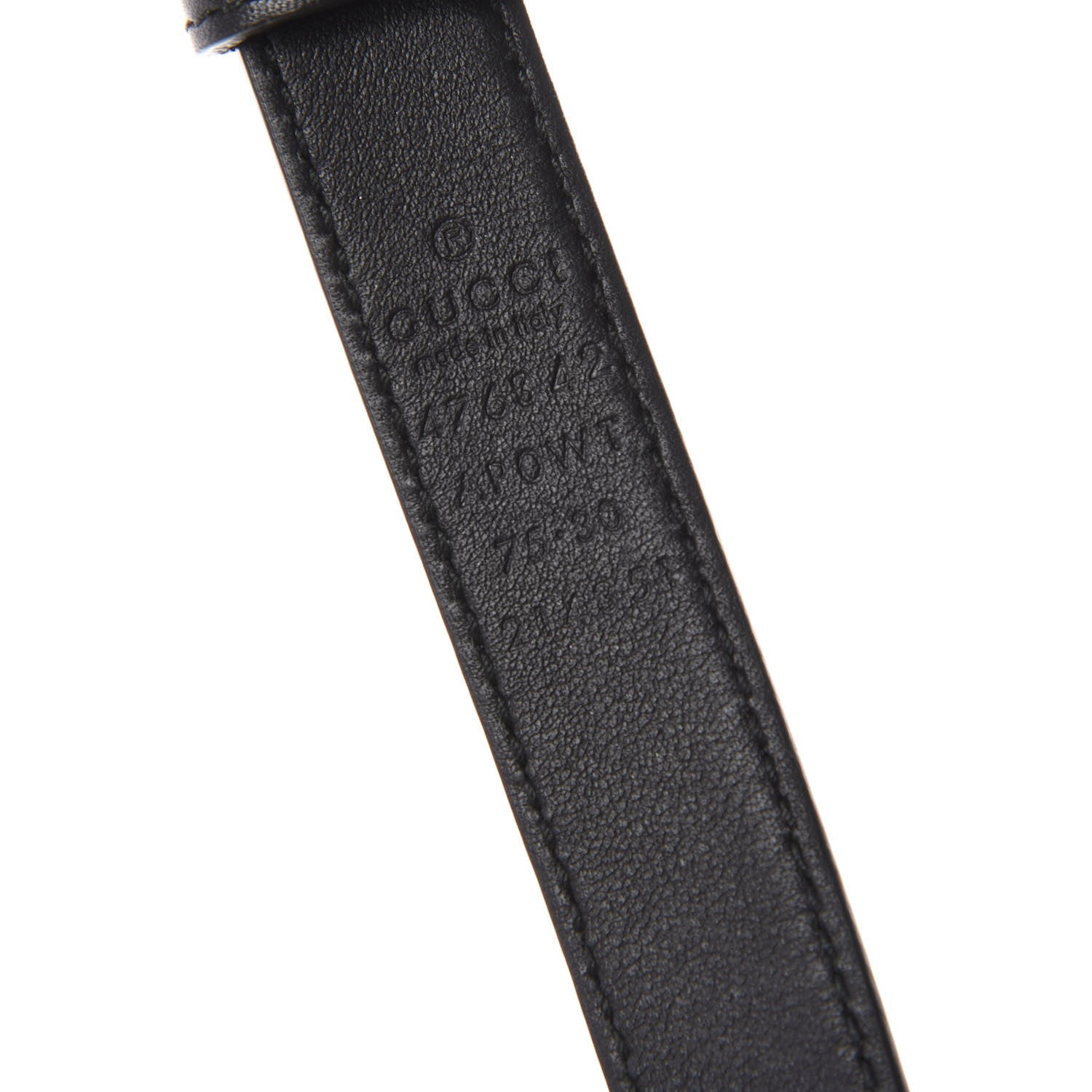 Gucci Calfskin Pearl Double G 20mm Belt 75 30 Black Cream 5 of 6