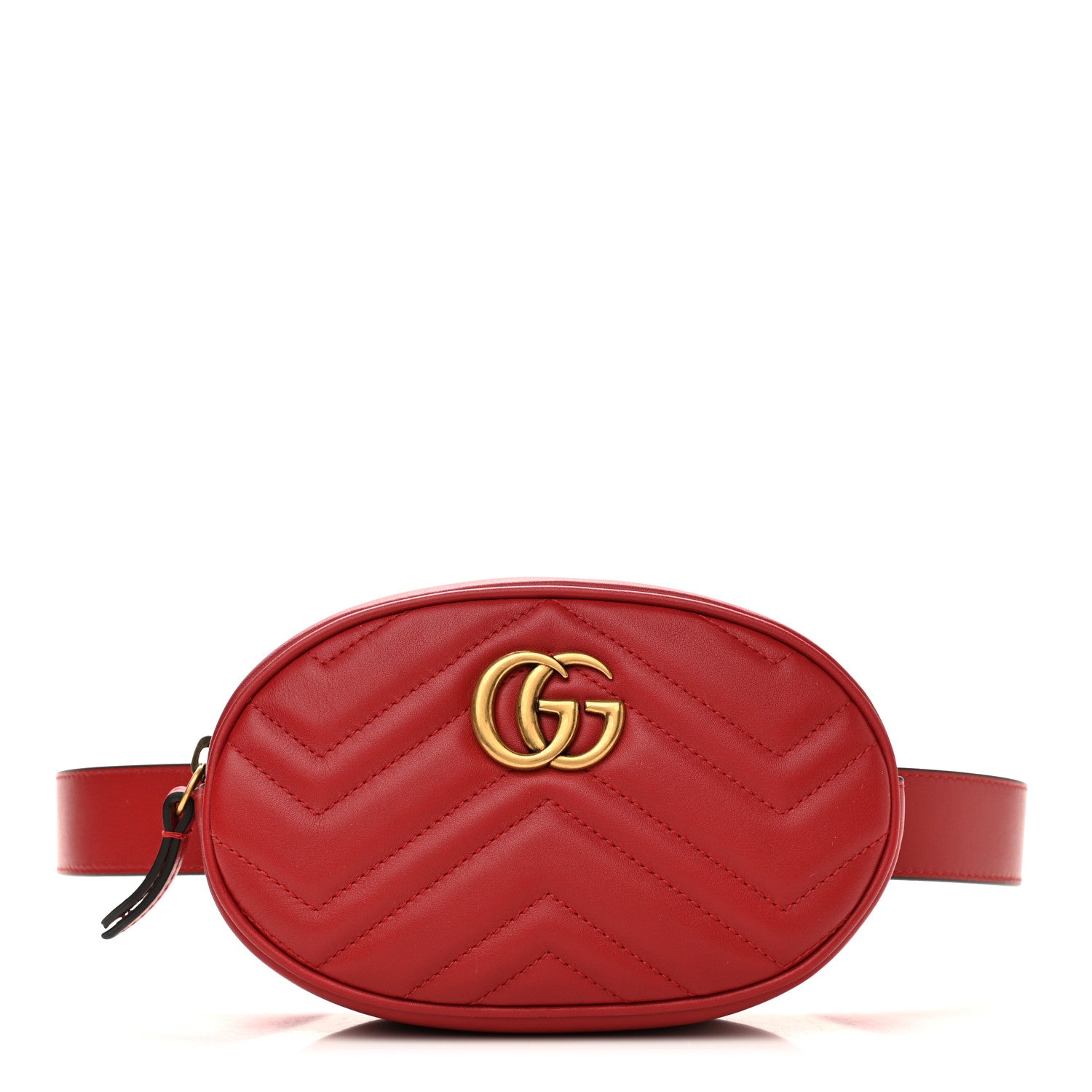 Gucci Calfskin Matelasse GG Marmont Belt Bag 85 34 Hibiscus Red 1 of 12