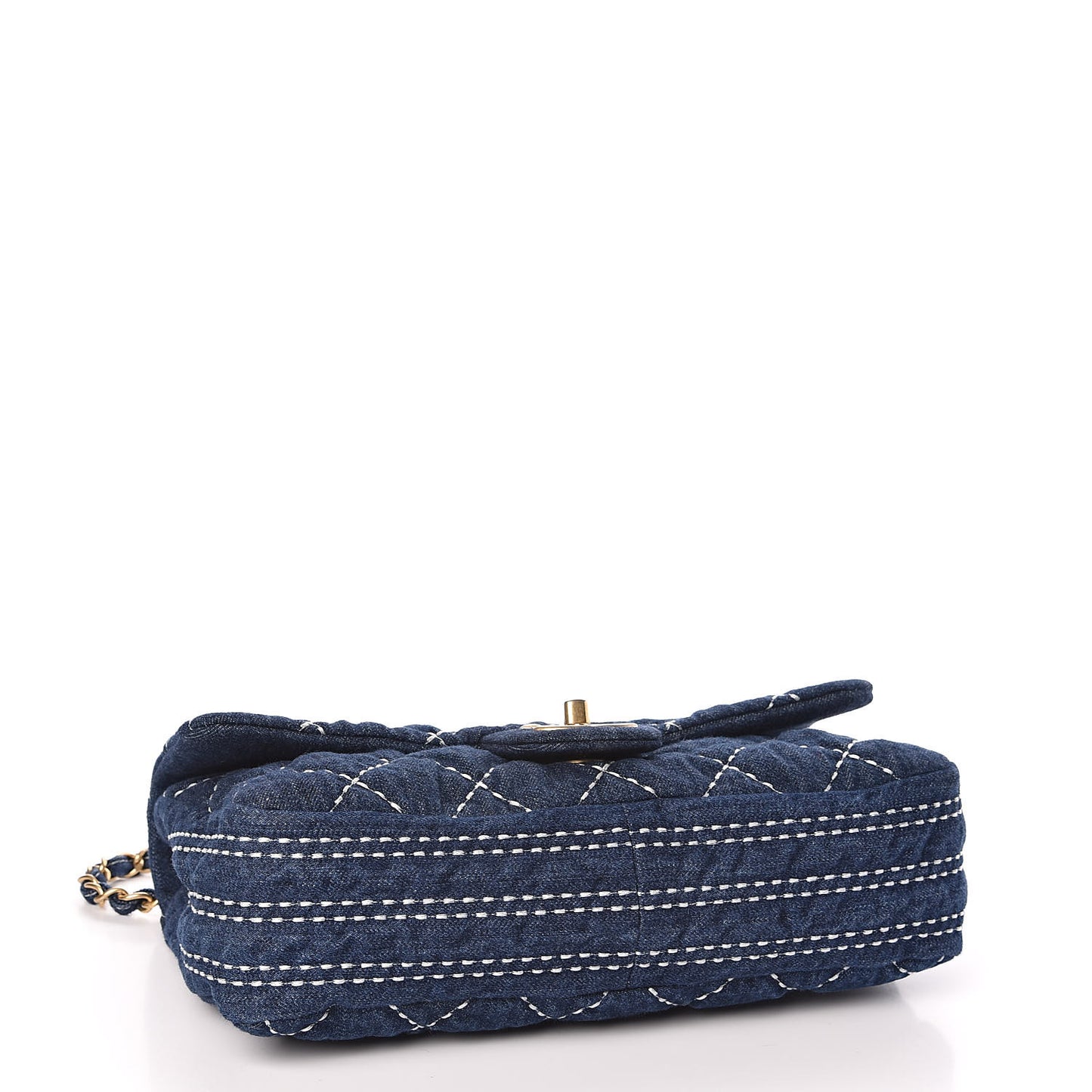 Denim Quilted Medium Denim Trip Single Flap Blue