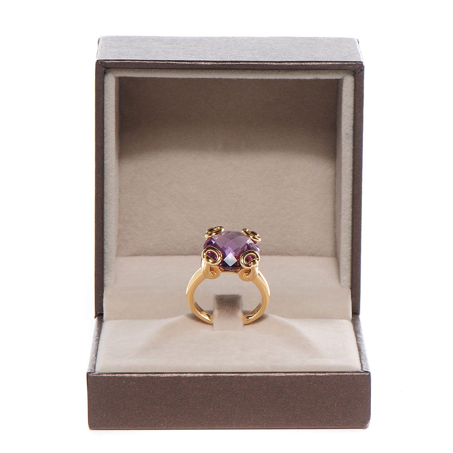 18k Yellow Gold Crystal Amethyst Ring 6.5