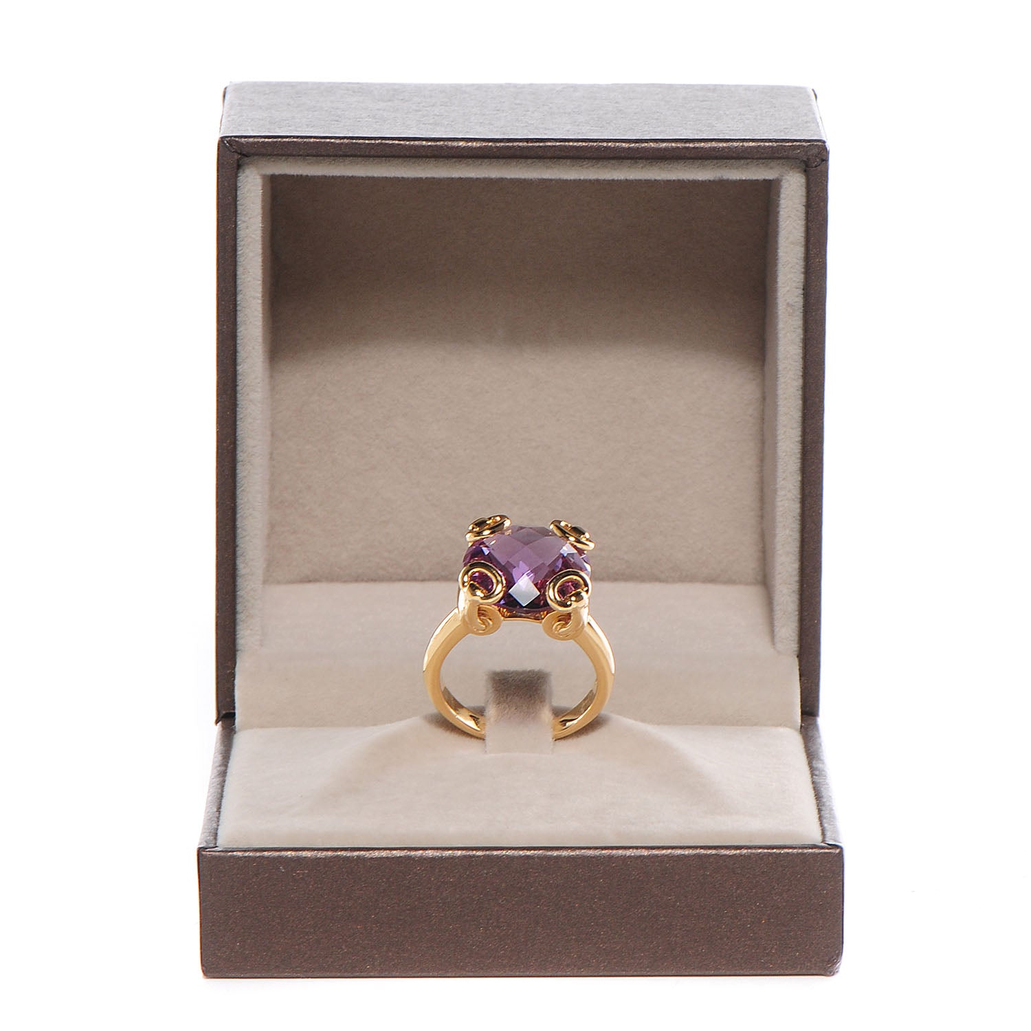 Gucci 18k Yellow Gold Crystal Amethyst Ring 6.5 5 of 5