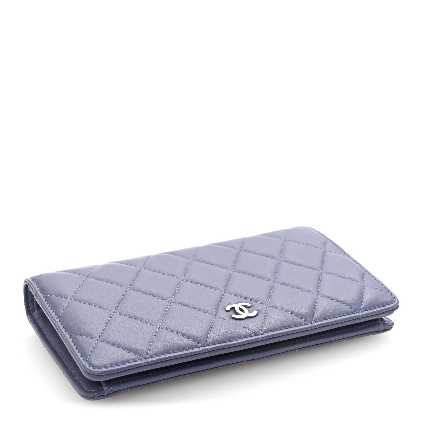 Lambskin Quilted Yen Wallet Purple