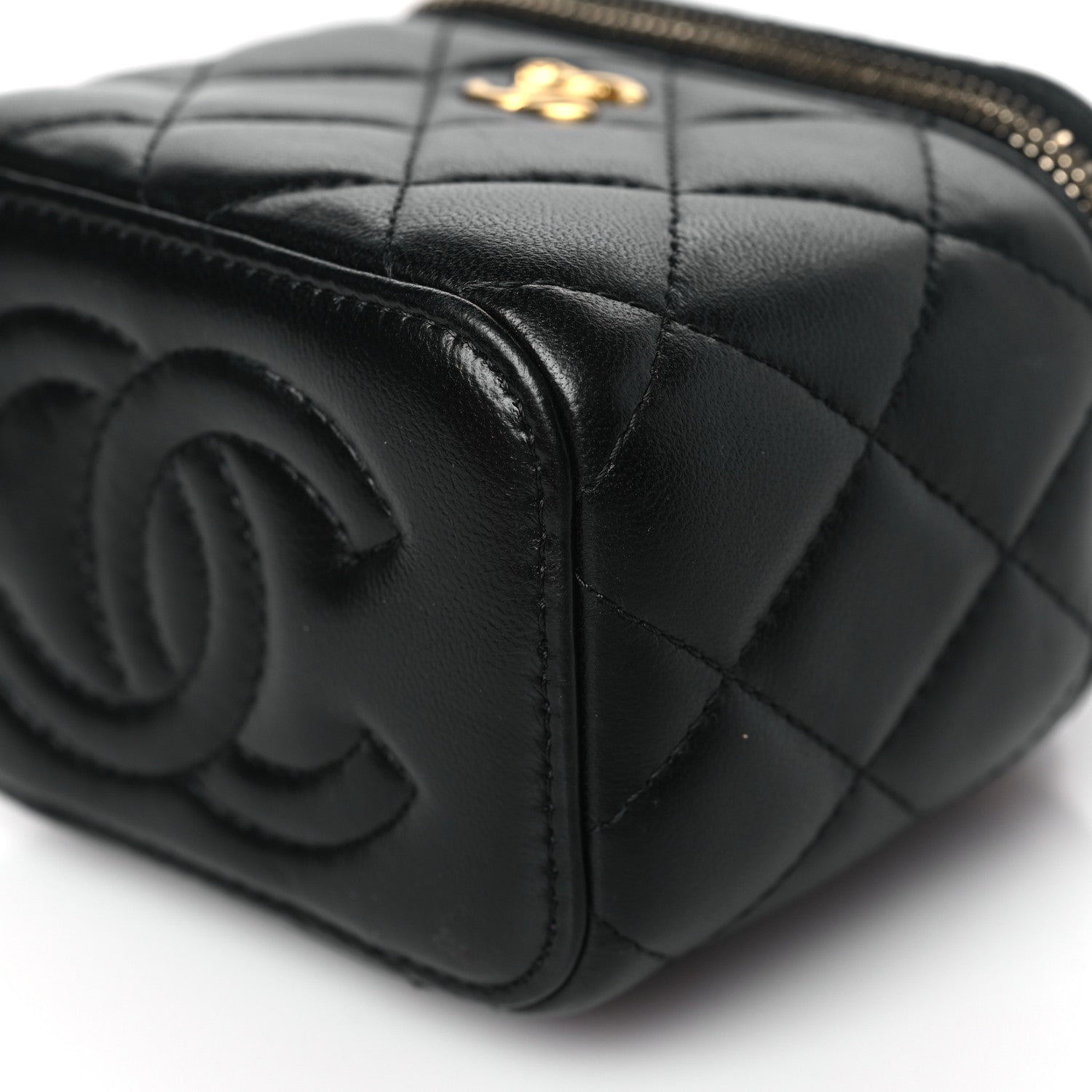 Chanel Lambskin Quilted Mini Pearl Crush Vanity Case With Chain Black 10 of 11