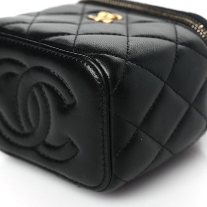 Chanel Lambskin Quilted Mini Pearl Crush Vanity Case With Chain Black 10 of 11