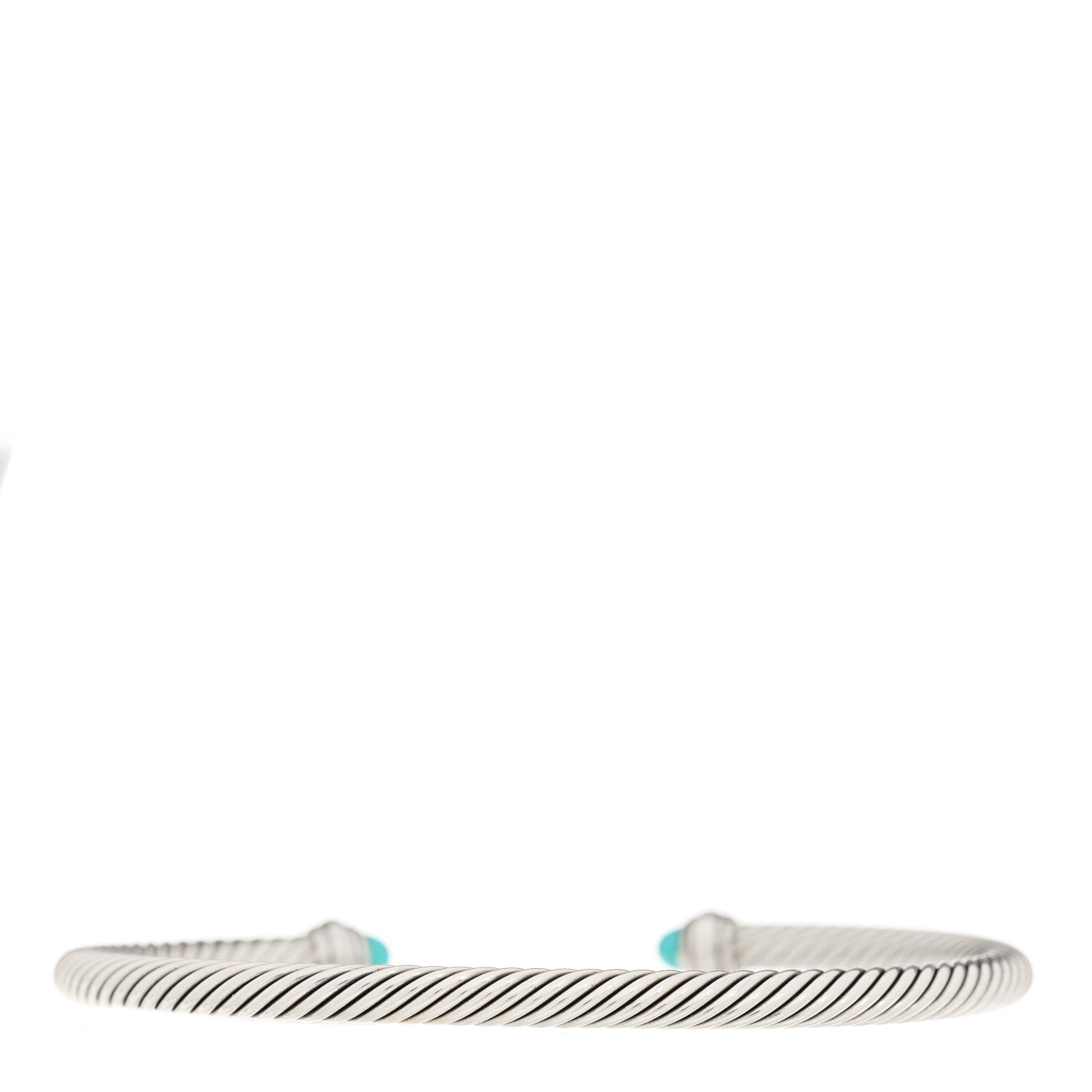 David Yurman Sterling Silver 18K Yellow Gold Turquoise 4mm Cable Classics Bracelet 3 of 5