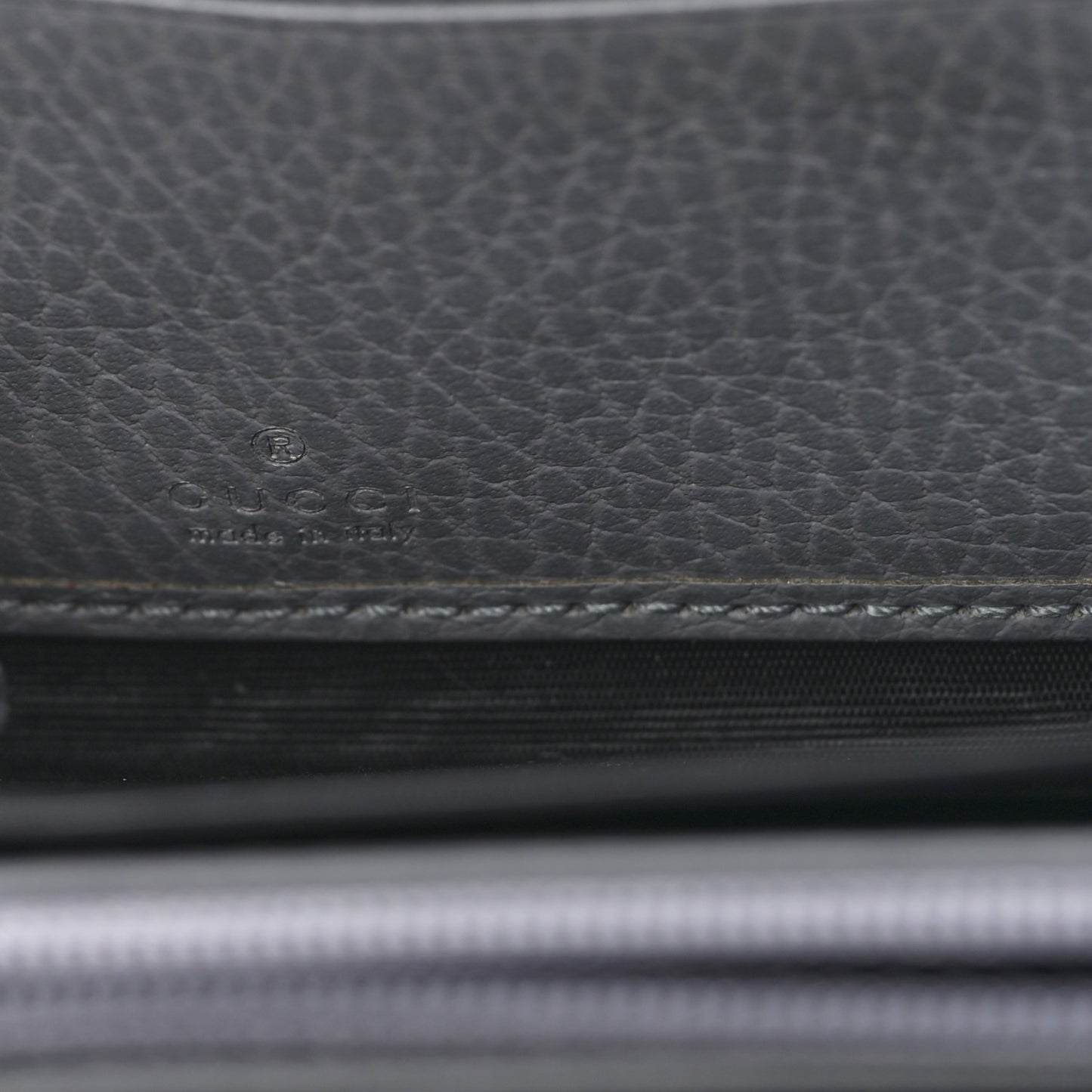 Dollar Calfskin Monochrome GG Marmont Zip Around Wallet Deep Grey