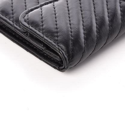 Chanel Aged Calfskin Chevron Quilted Card Holder Wallet So Black 11 of 13