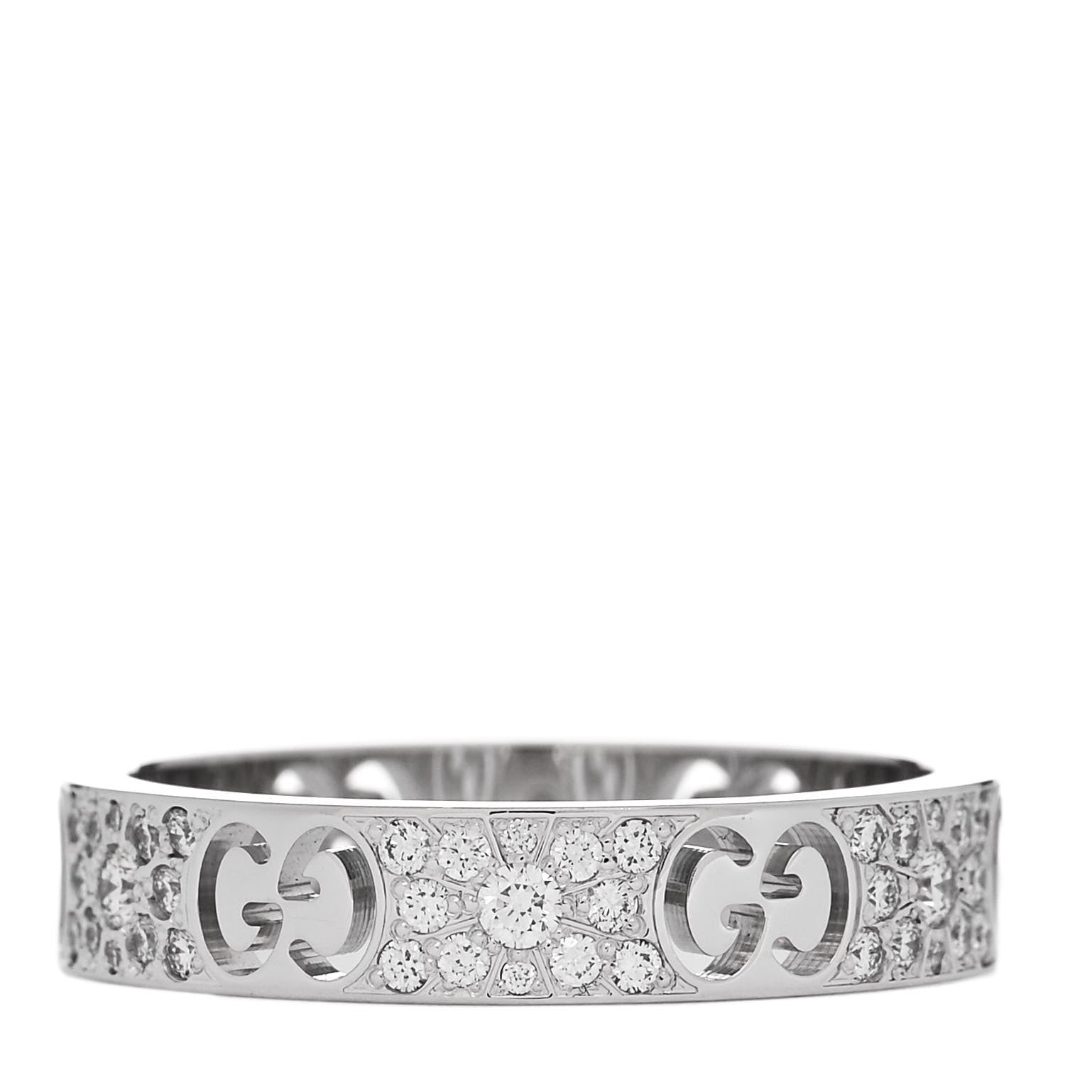 Gucci 18K White Gold Diamond Icon Stardust Band Ring 56 7.5 1 of 7