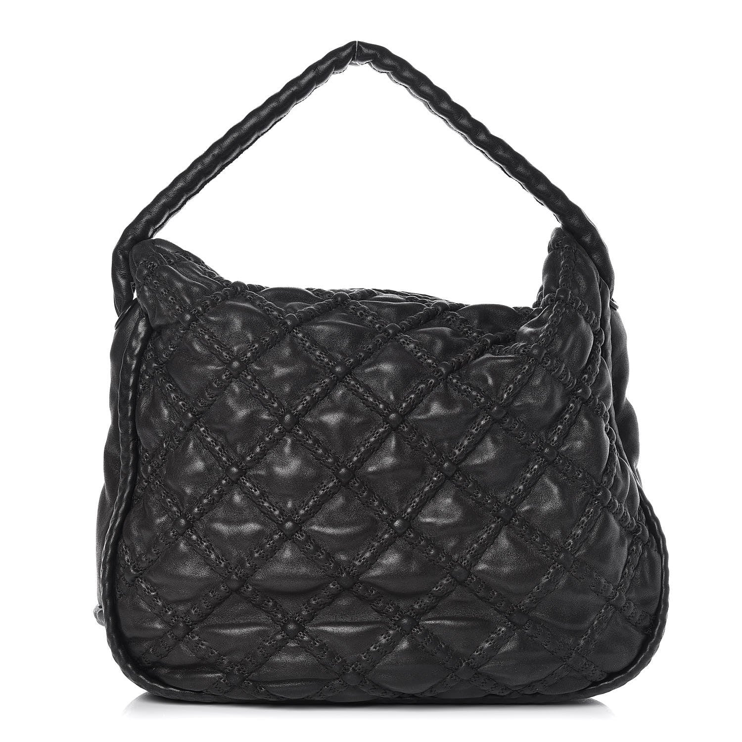 Chanel Lambskin Quilted Hidden Chain Hobo Black 1 of 9