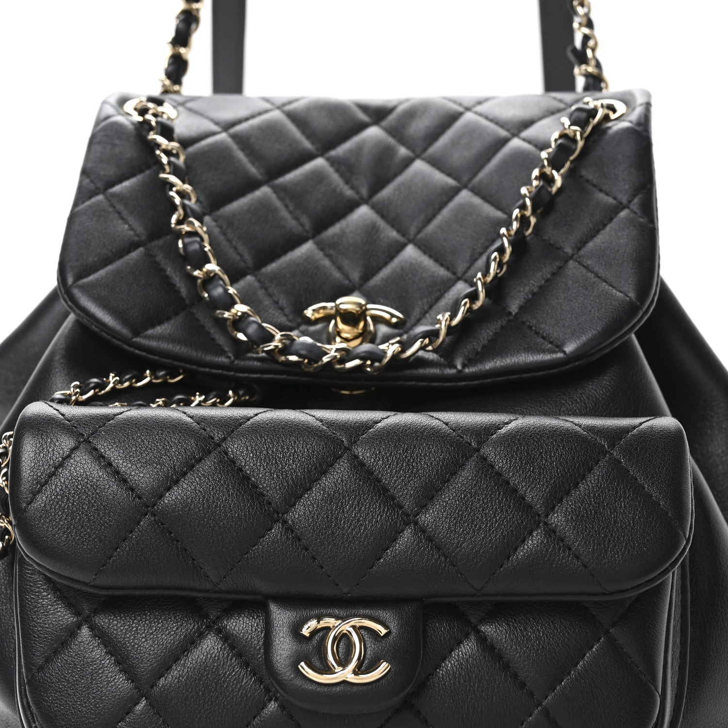 Chanel Lambskin Quilted Large Duma Drawstring Backpack Black 8 of 10