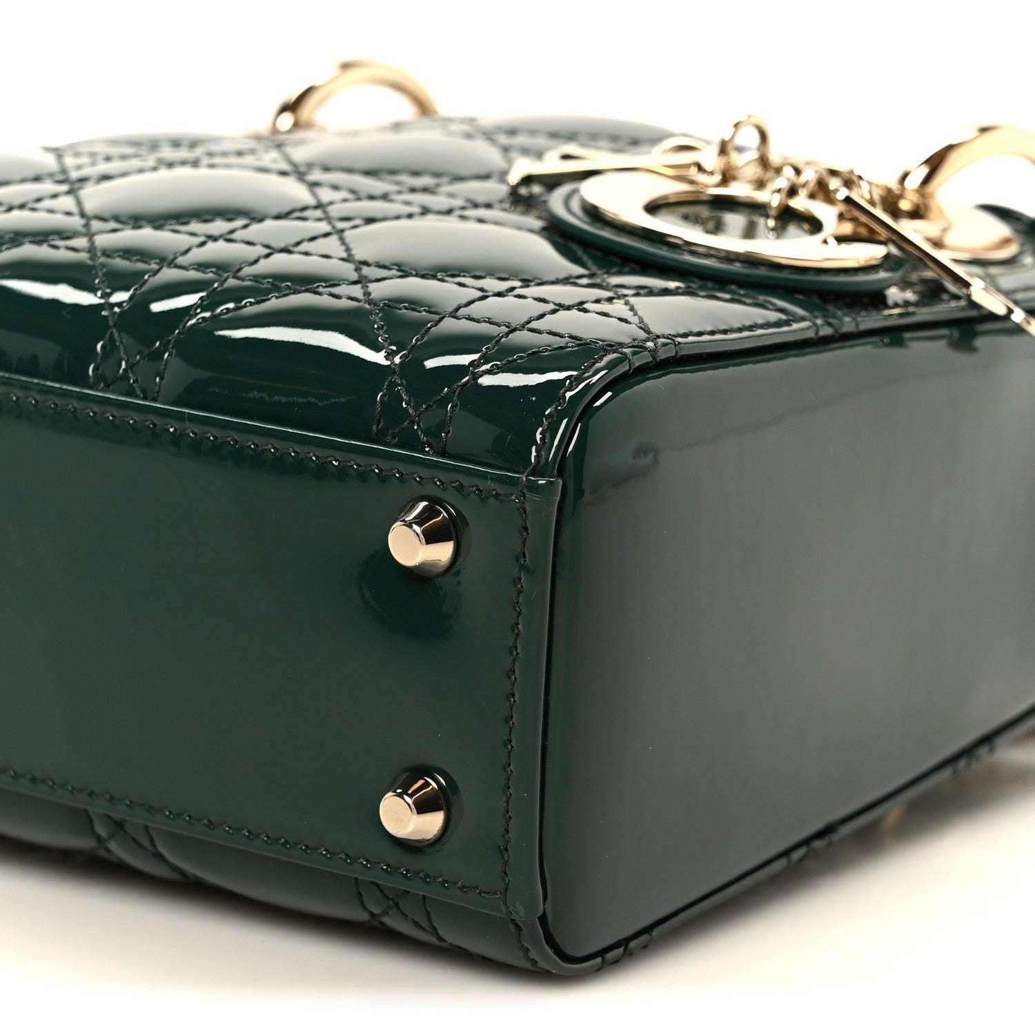 Christian Dior Patent Cannage Mini Lady Dior Pine Green 10 of 10