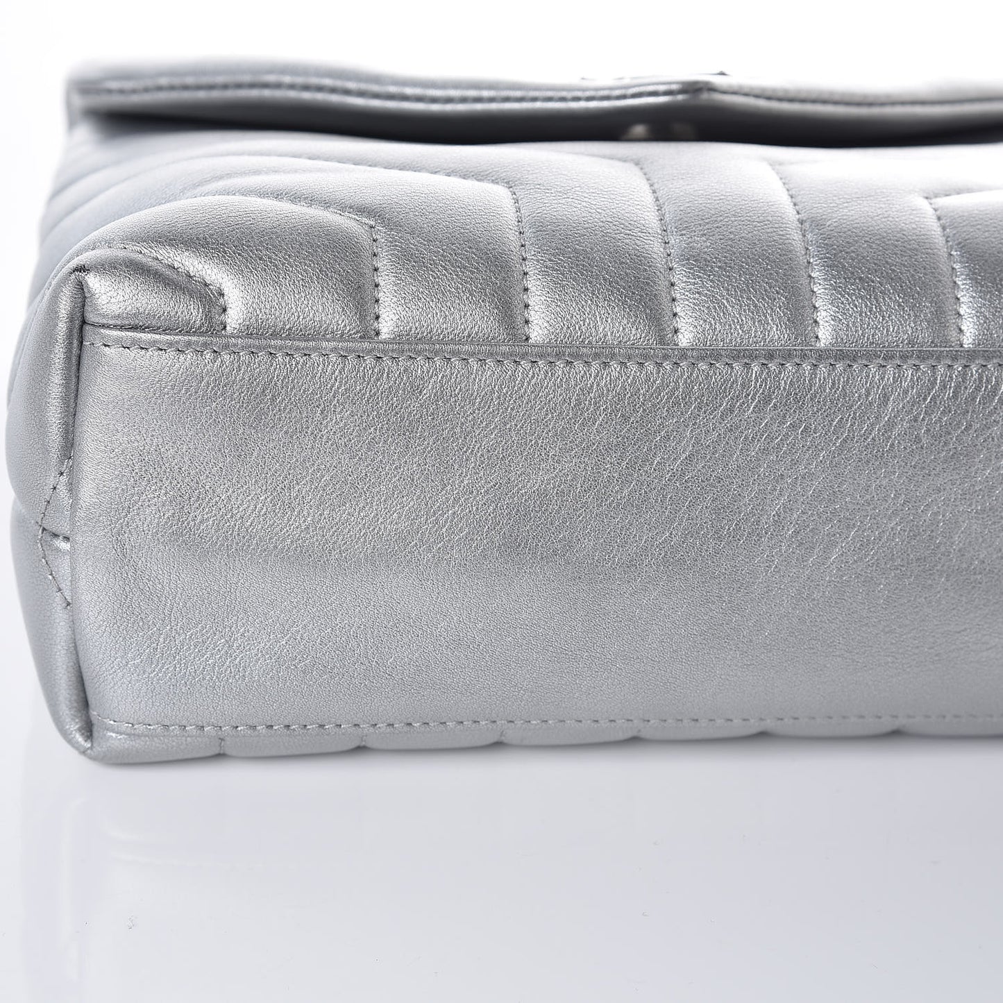 Calfskin Y Quilted Monogram Small Loulou Chain Satchel Silver