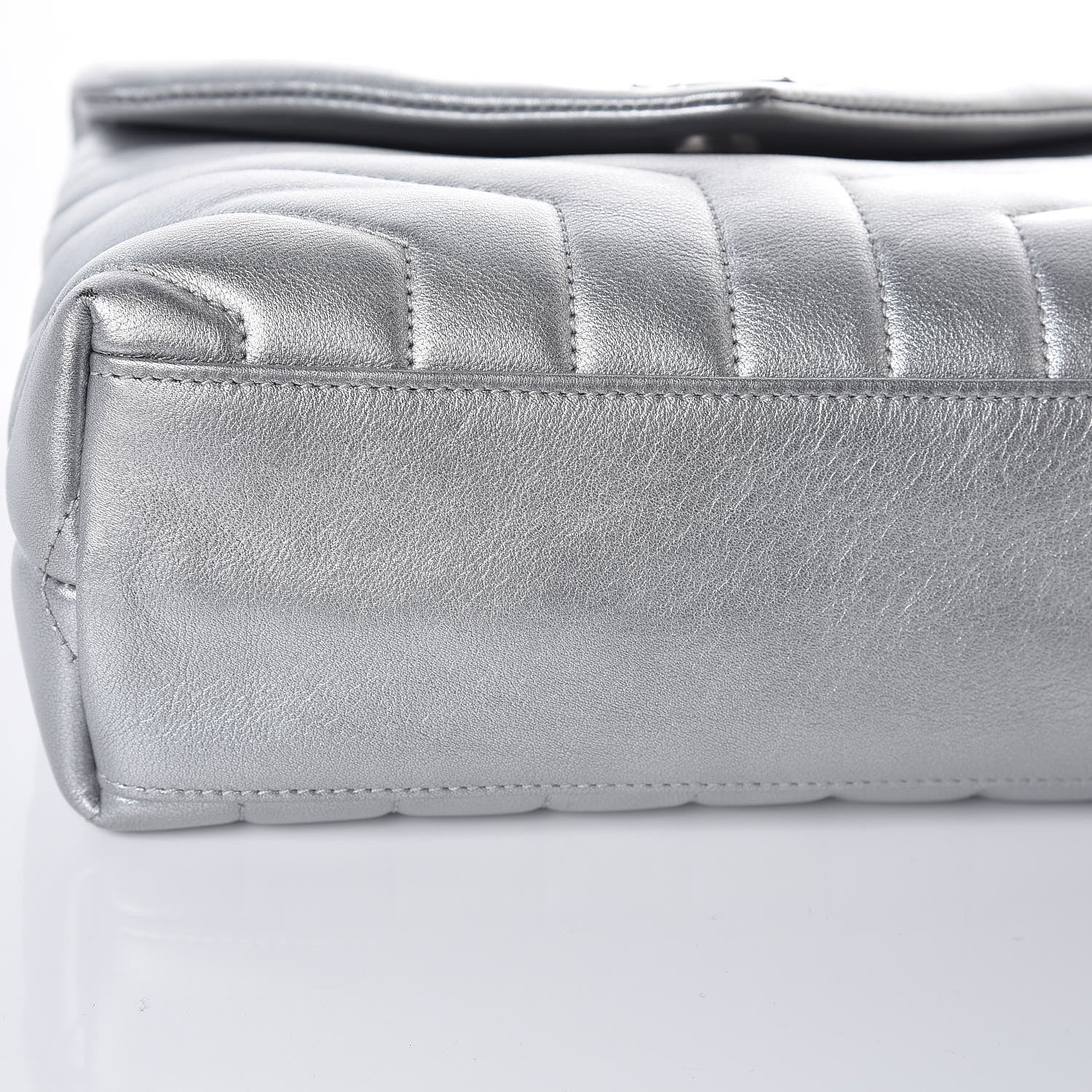 Saint Laurent Calfskin Y Quilted Monogram Small Loulou Chain Satchel Silver 10 of 14