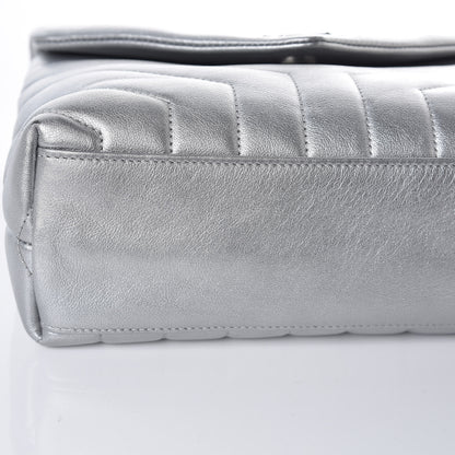 Saint Laurent Calfskin Y Quilted Monogram Small Loulou Chain Satchel Silver 10 of 14