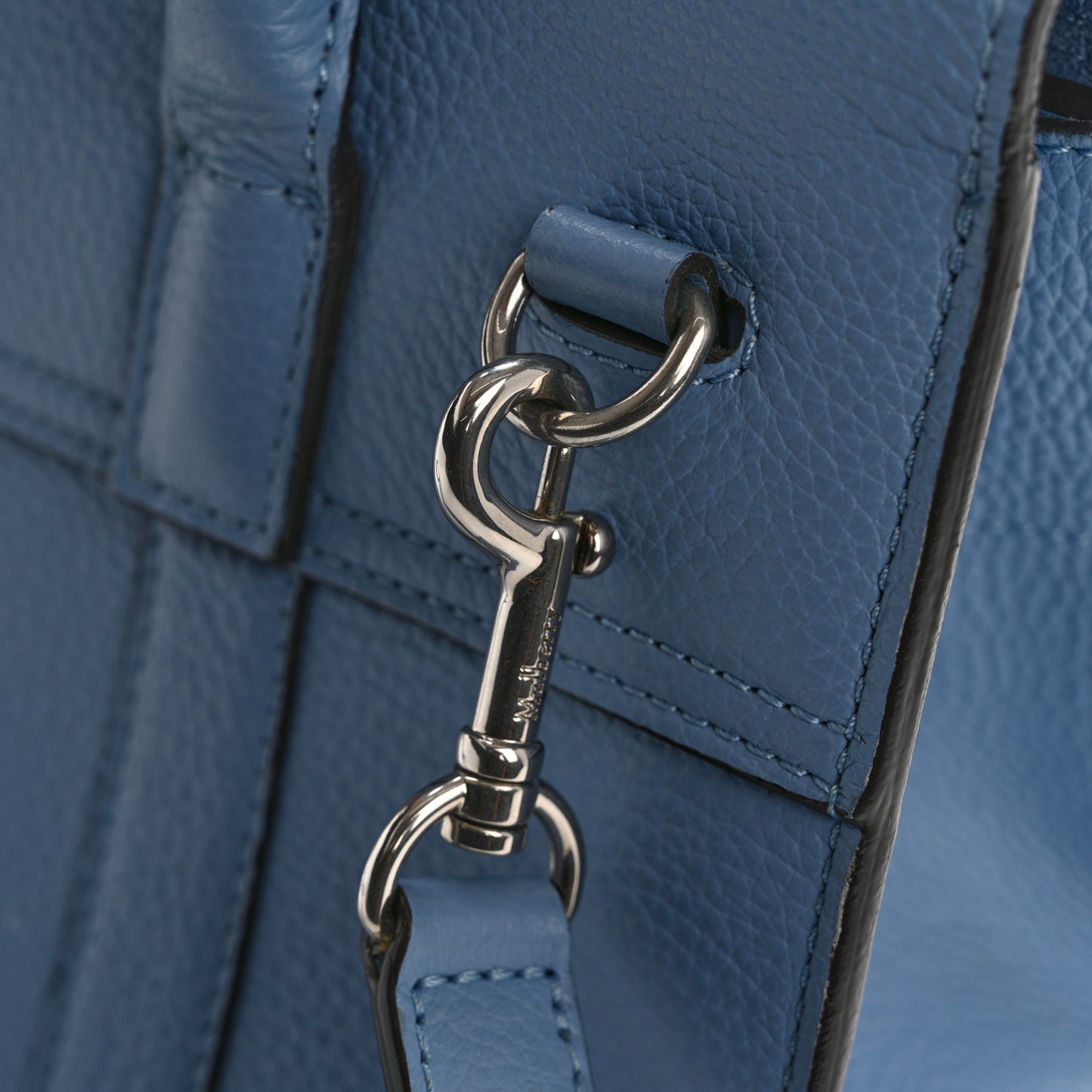 Classic Grain Calfskin Small Bayswater Porcelain Blue