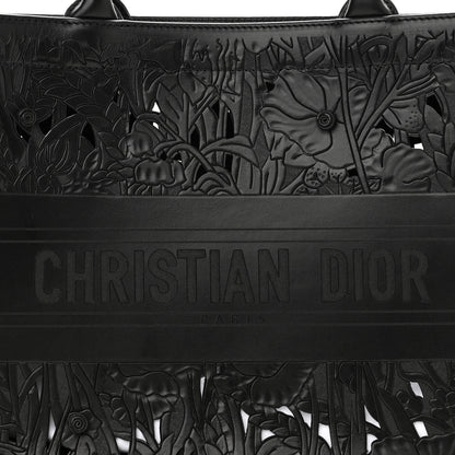 Christian Dior Calfskin Laser Cut Studded Medium Book Tote Black 8 of 10