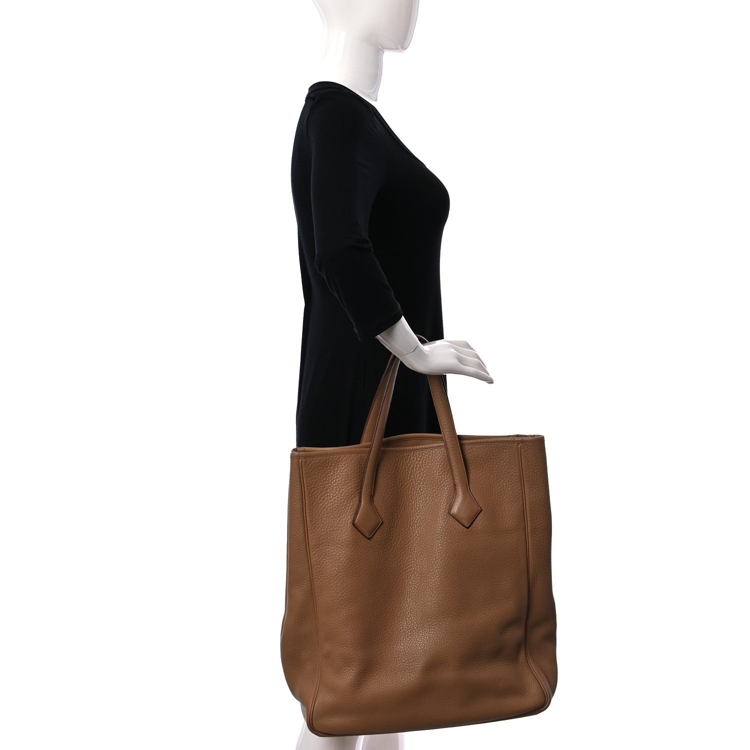 Hermes Taurillon Clemence Victoria II Cabas 35 Tabac Camel 2 of 13