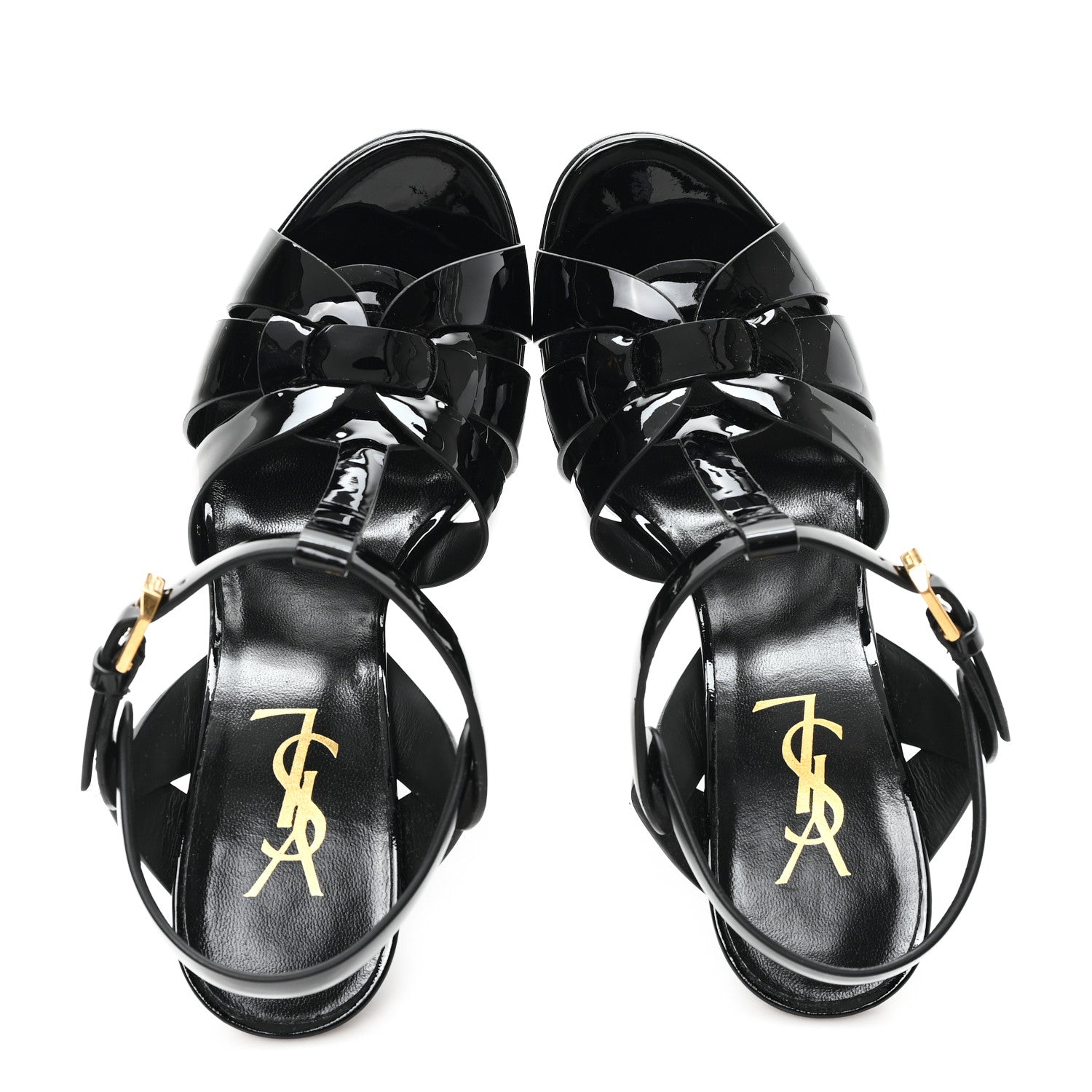 Saint Laurent Patent Tribute 105 Platform Sandals 37 Black 2 of 10