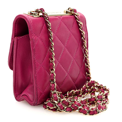 Chanel Lambskin Quilted Mini Trendy CC Clutch With Chain Fuchsia 3 of 9