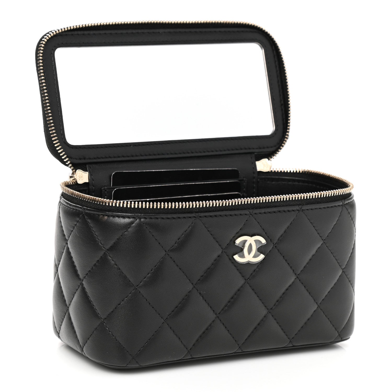 Chanel Lambskin Quilted Small Top Handle Vanity Case With Chain Black 2 of 12
