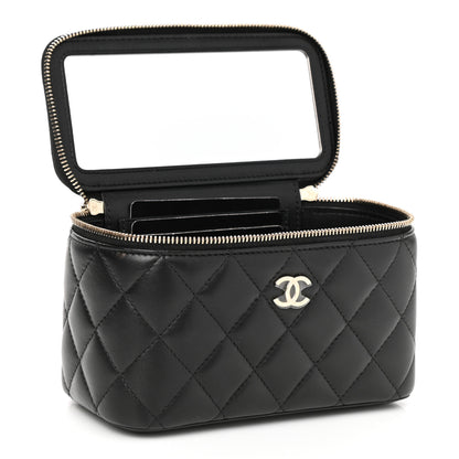 Chanel Lambskin Quilted Small Top Handle Vanity Case With Chain Black 2 of 12