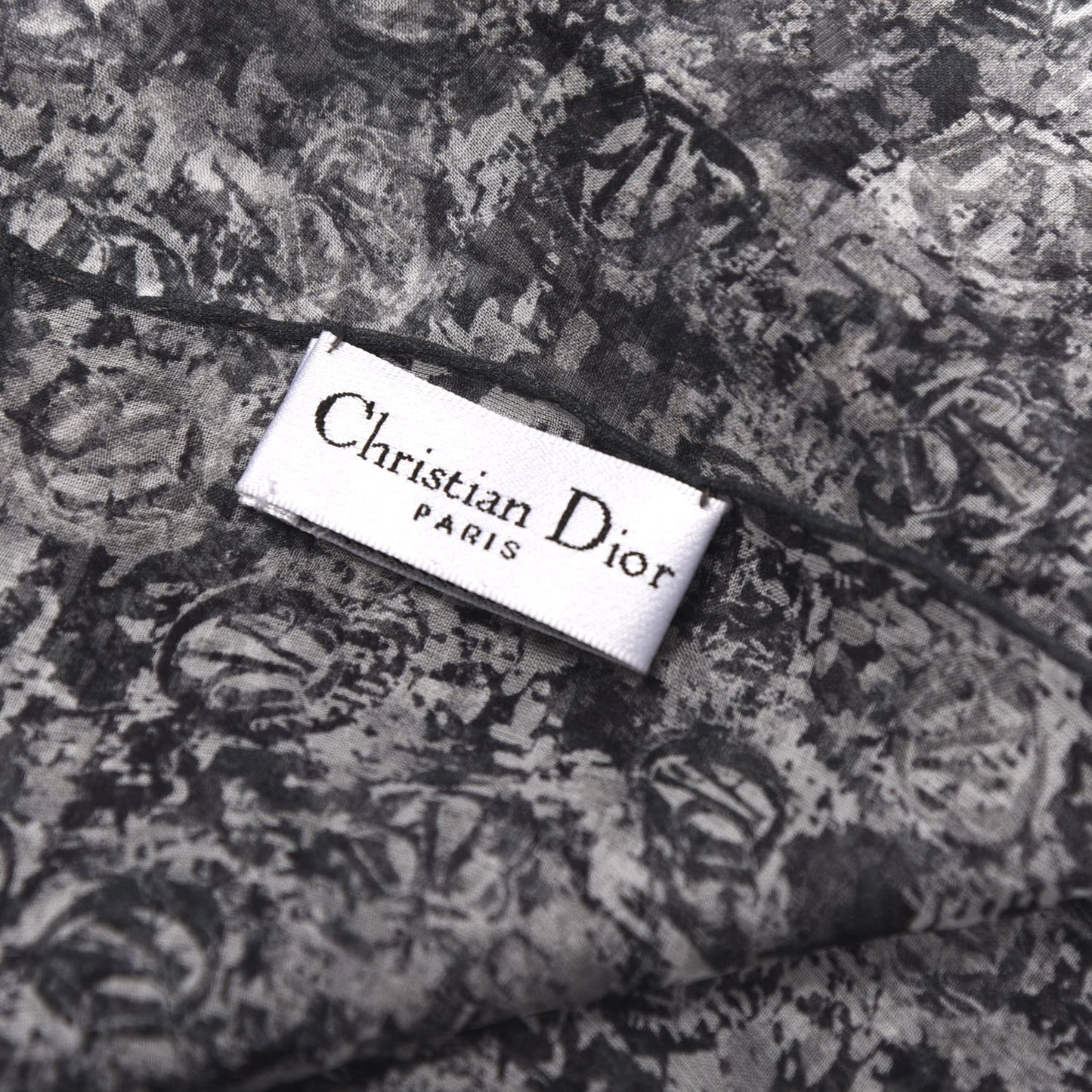 Silk Printed Scarf Black White