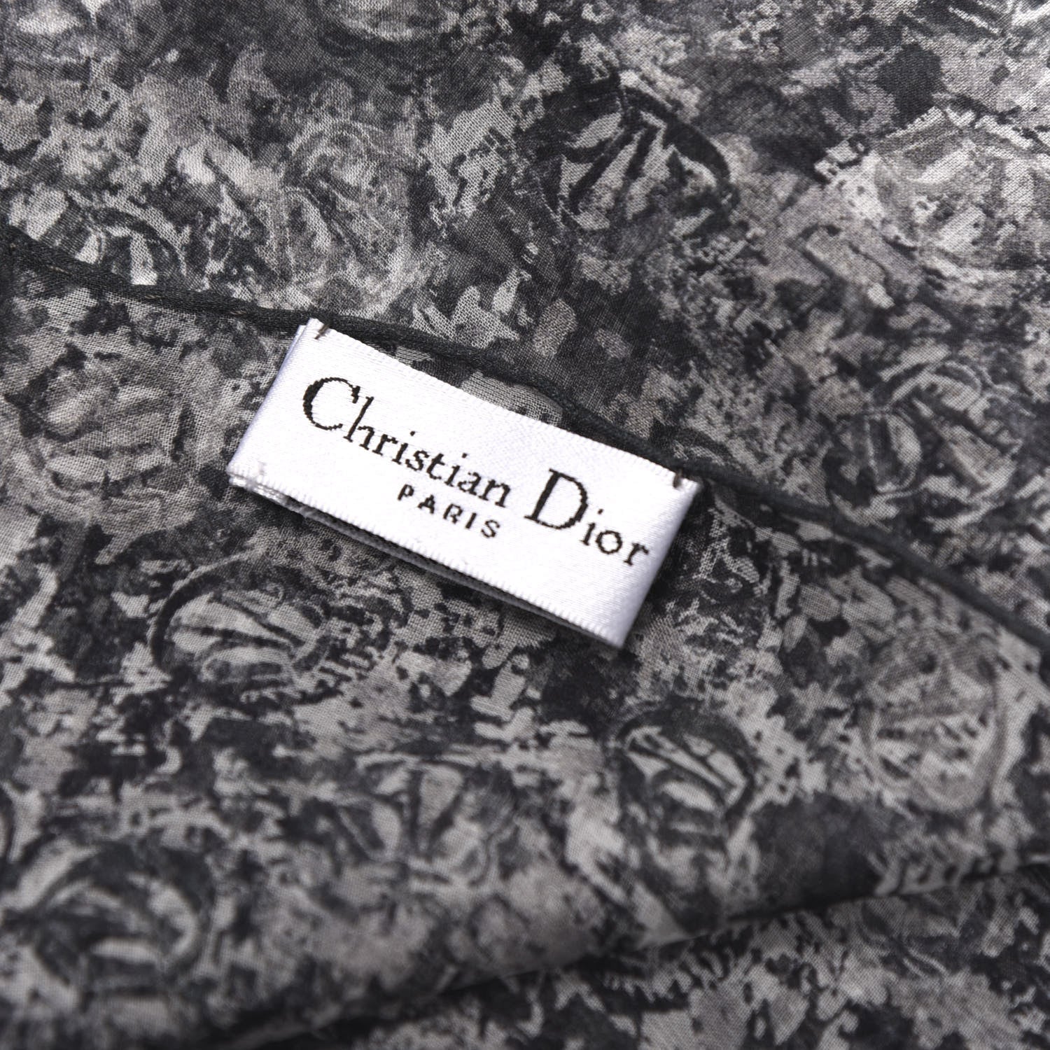 Christian Dior Silk Printed Scarf Black White 3 of 3