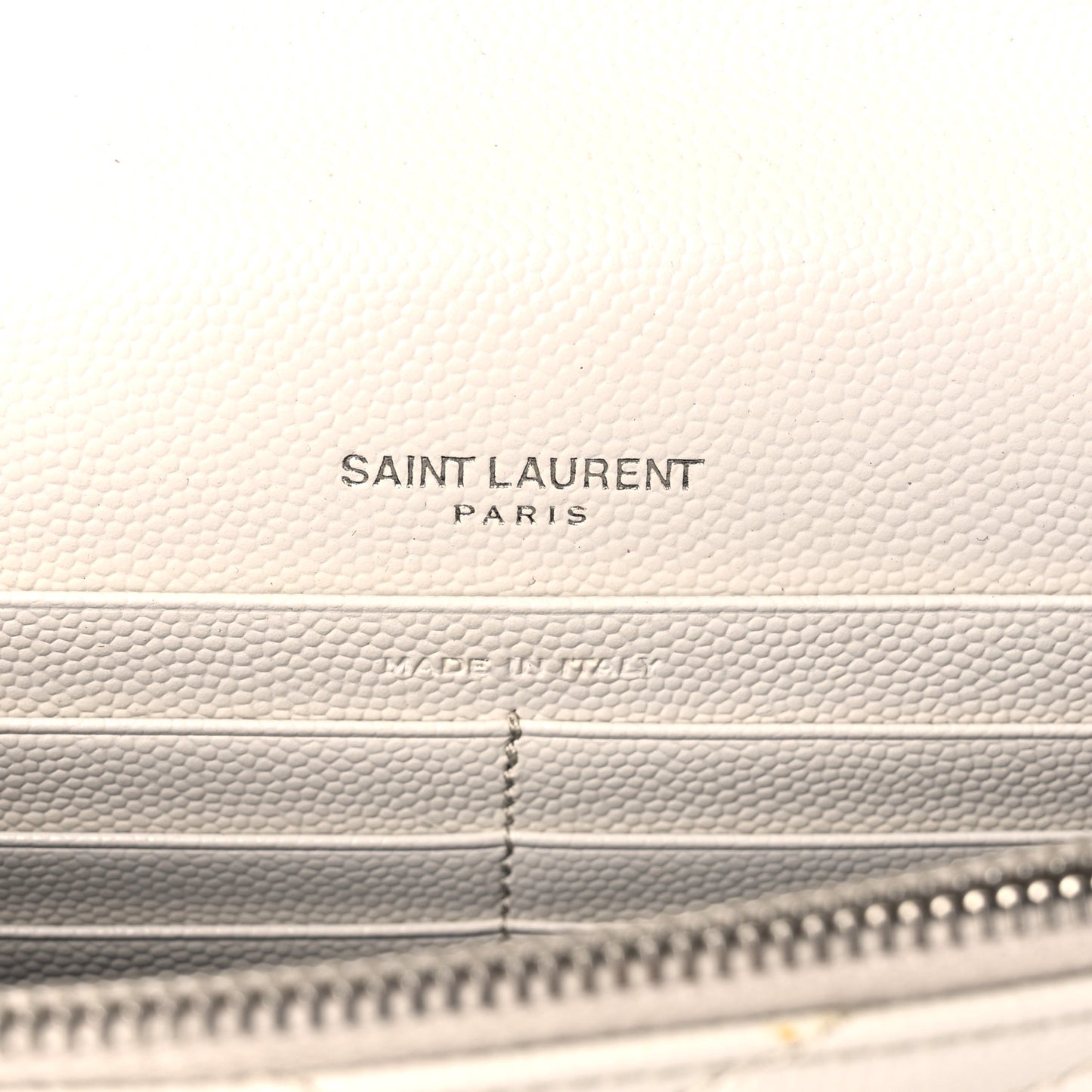 Grain De Poudre Matelasse Chevron Monogram Envelope Chain Wallet Optical White