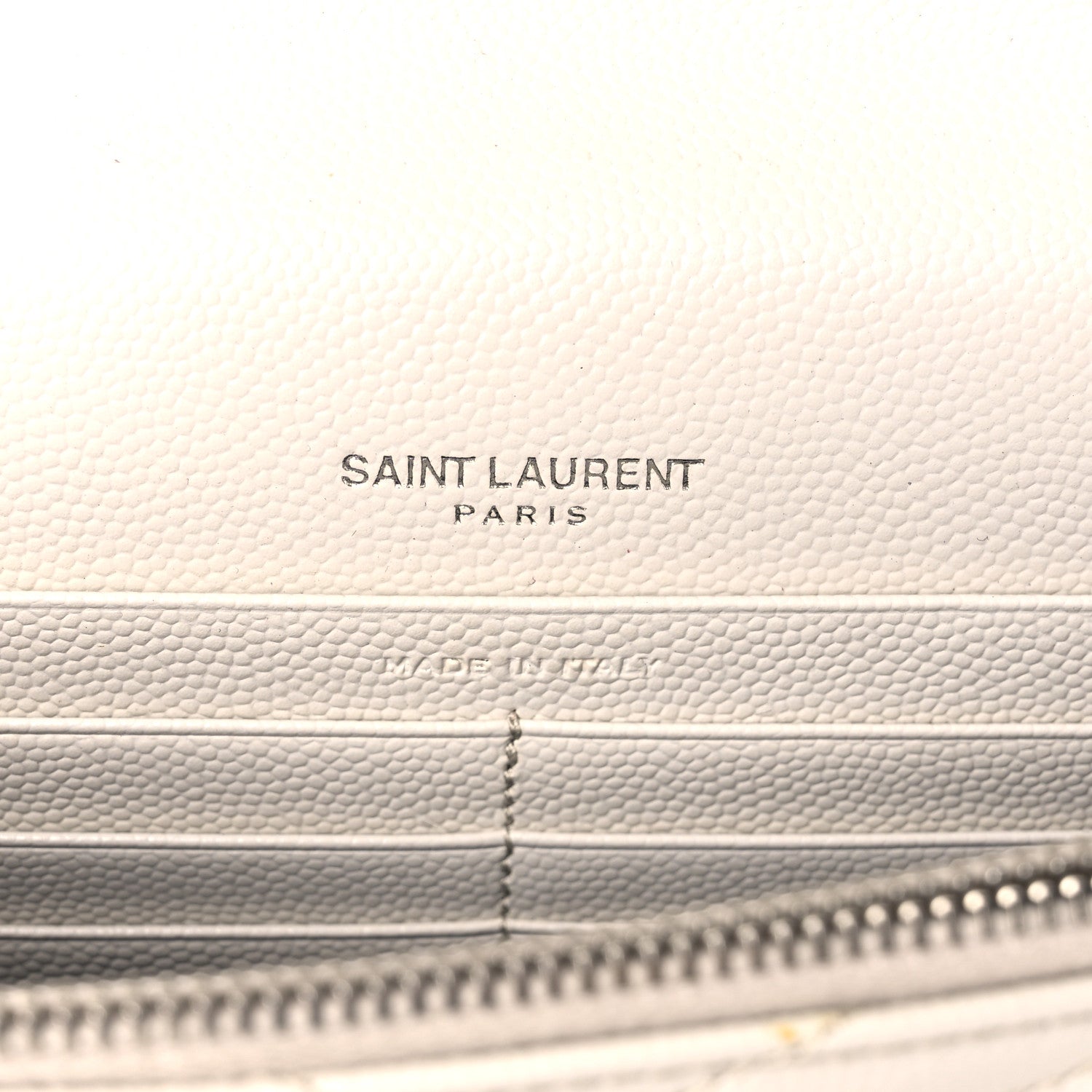 Saint Laurent Grain De Poudre Matelasse Chevron Monogram Envelope Chain Wallet Optical White 6 of 11