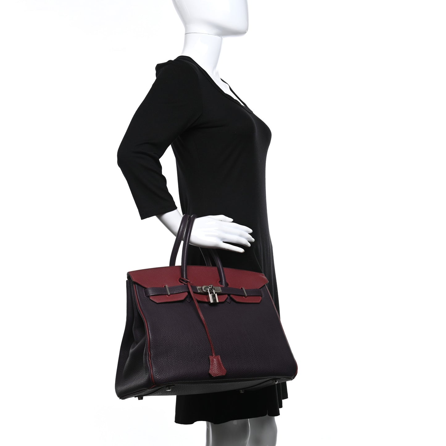 Togo Bi Color Horseshoe Birkin 35 Raisin Rouge H
