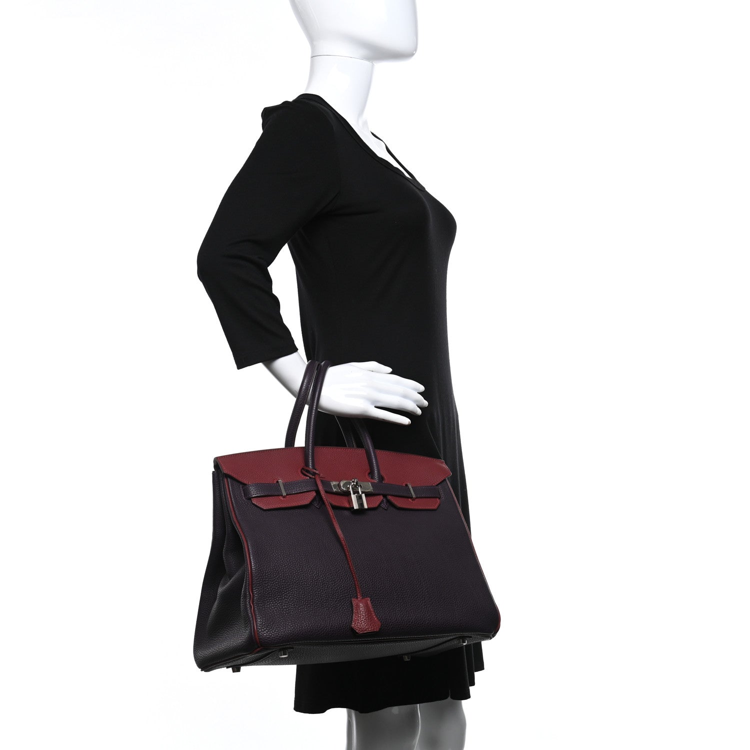 Hermes Togo Bi Color Horseshoe Birkin 35 Raisin Rouge H 2 of 10