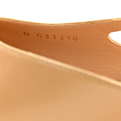 Chanel Goatskin Grosgrain Cap Toe CC Slingback Pumps 38 Beige Black 8 of 12