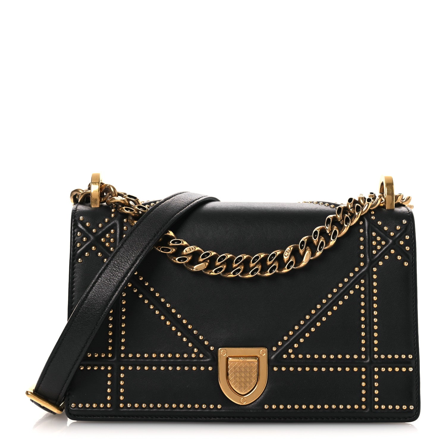 Christian Dior Lambskin Studded Medium Diorama Flap Bag Black 1 of 11