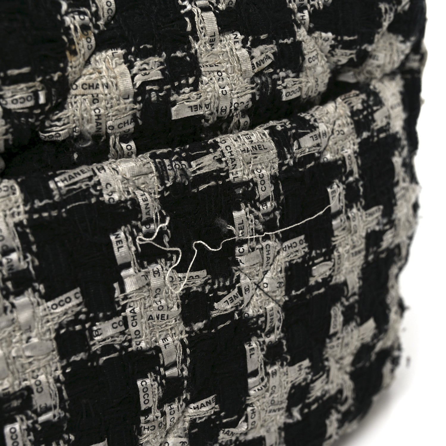 Chanel Tweed Quilted Large Chanel 19 Flap Black Ecru White 11 of 12