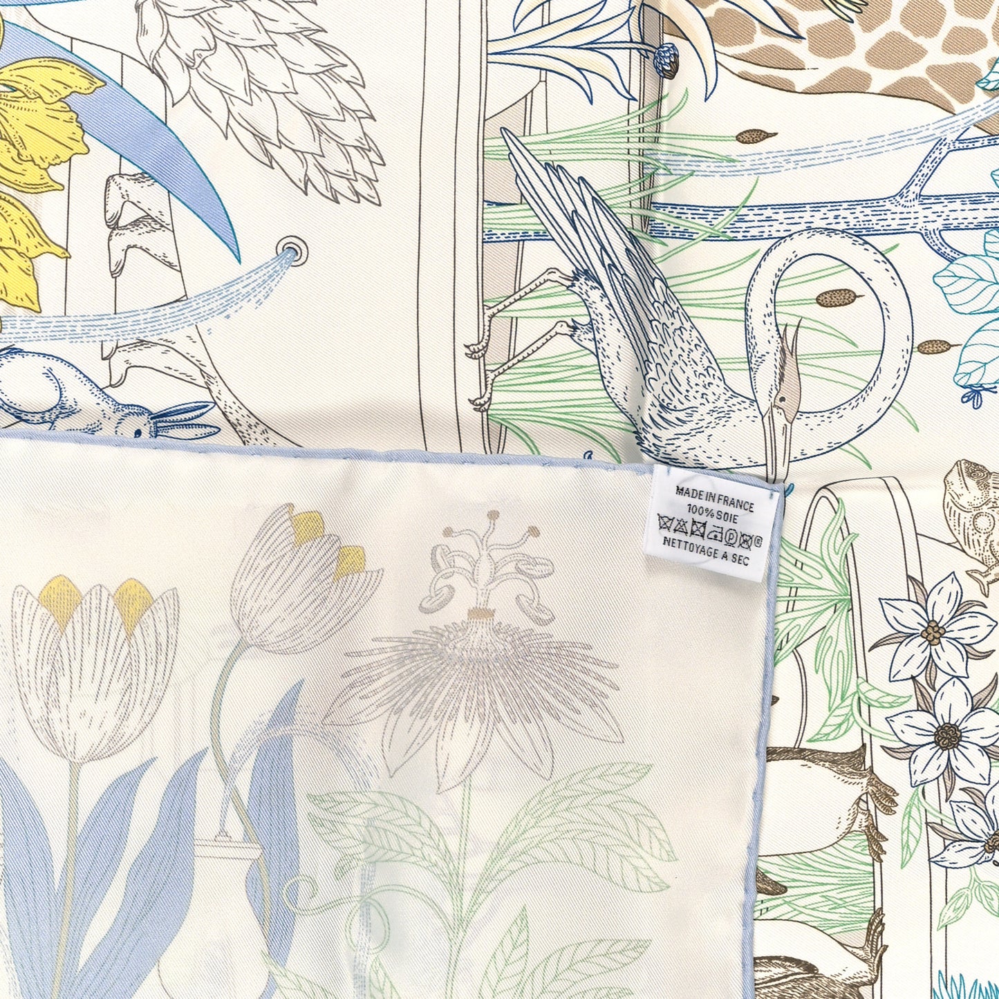 Silk Twill Precious Paradise Scarf 90 White Acqua Menthol