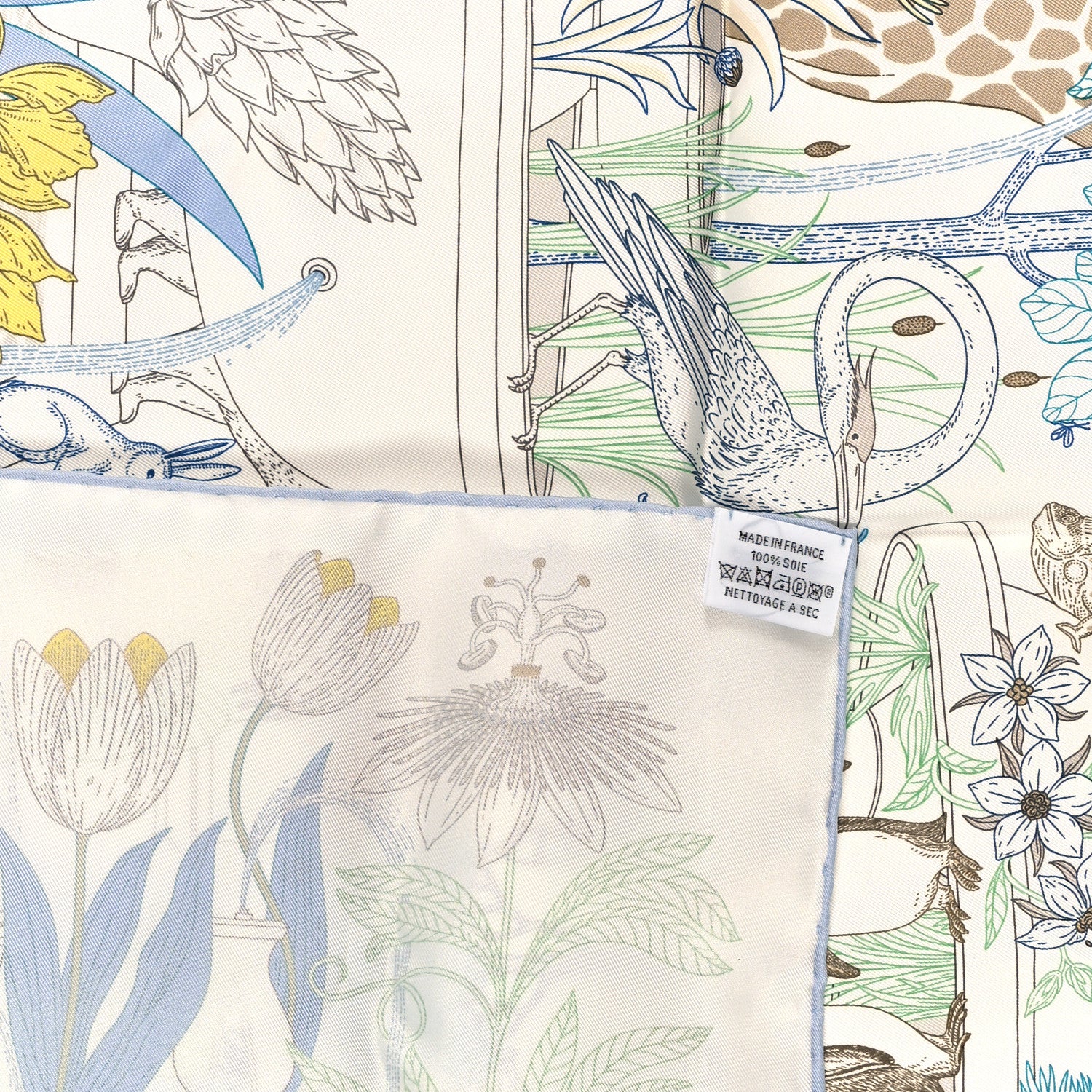 Hermes Silk Twill Precious Paradise Scarf 90 White Acqua Menthol 3 of 3