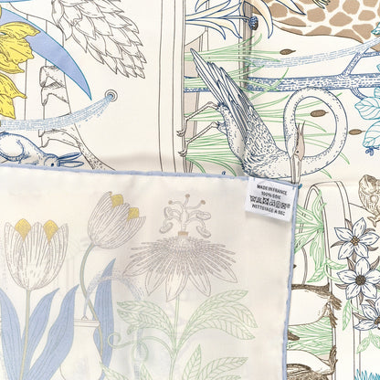 Hermes Silk Twill Precious Paradise Scarf 90 White Acqua Menthol 3 of 3