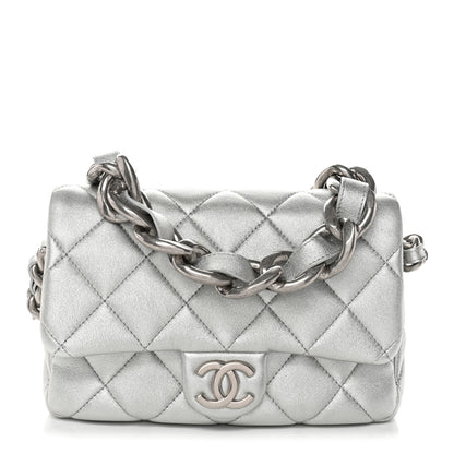 Chanel Metallic Lambskin Lacquered Quilted Small Flap Silver 1 of 10