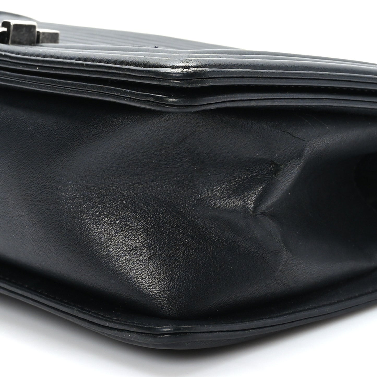 Calfskin Horizontal Quilted Medium Boy Flap Black Black