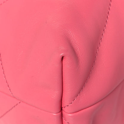 Chanel Shiny Calfskin Quilted Chanel 22 Drawstring Bag Coral Pink 13 of 13