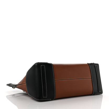 Burberry Calfskin Medium Society Top Handle Bag Black Brown 3 of 7