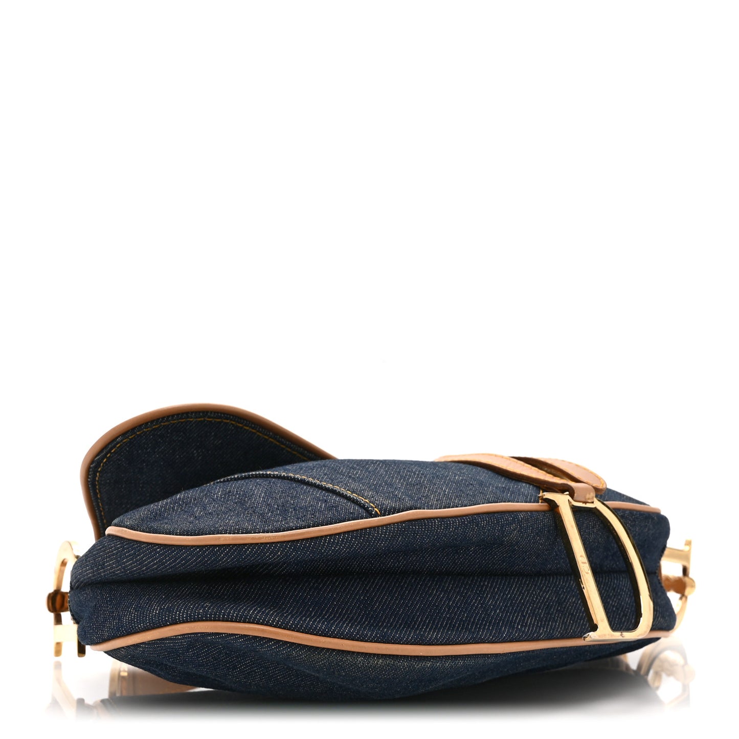 Denim Calfskin Saddle Bag  Blue