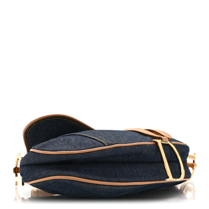 Christian Dior Denim Calfskin Saddle Bag  Blue 4 of 10