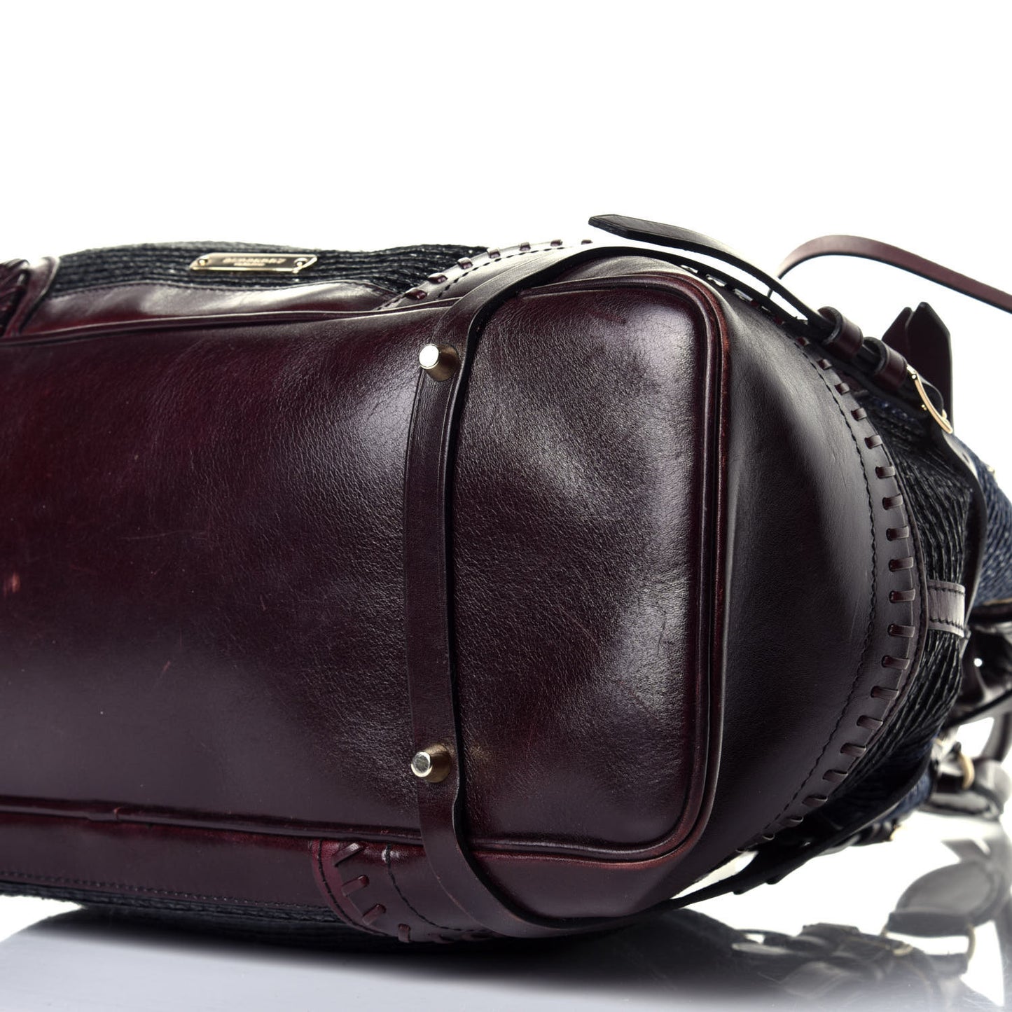 Raffia Whipstitch Bag Brown Black