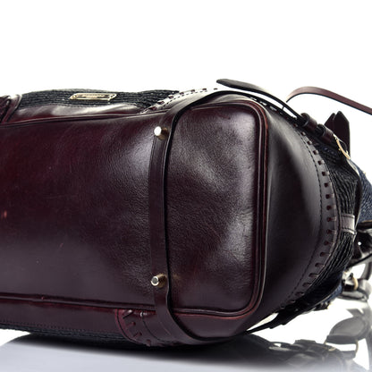 Burberry Raffia Whipstitch Bag Brown Black 8 of 8