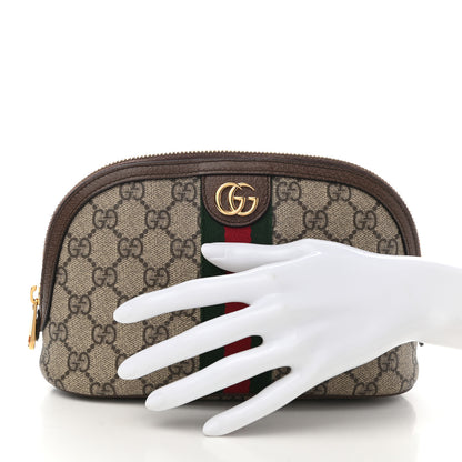 Gucci GG Supreme Monogram Textured Calfskin Web Large Ophidia Cosmetic Case Beige Ebony New Acero 2 of 7