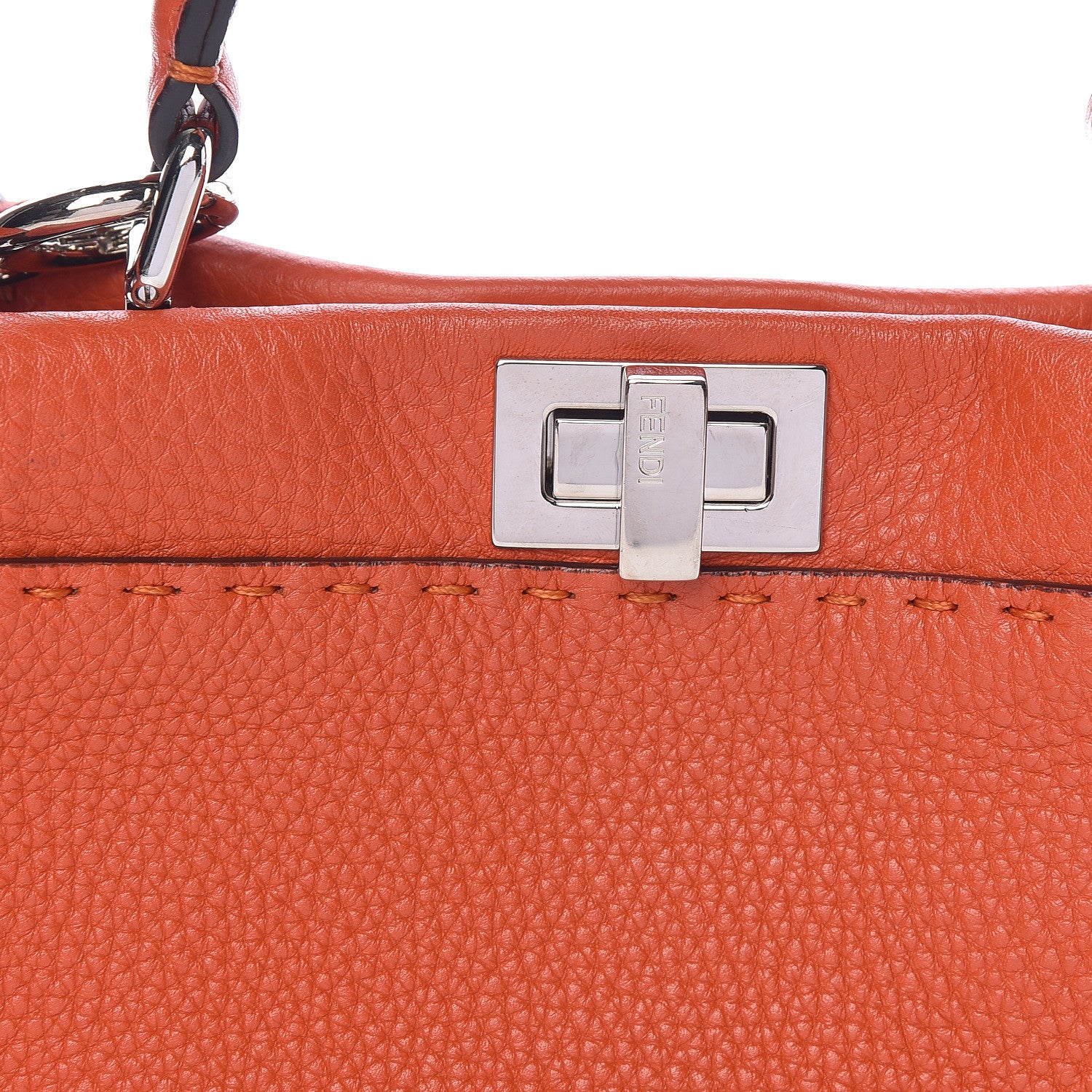 Fendi Cuoio Romano Selleria Mini Peekaboo Iconic Satchel Dark Orange 8 of 10