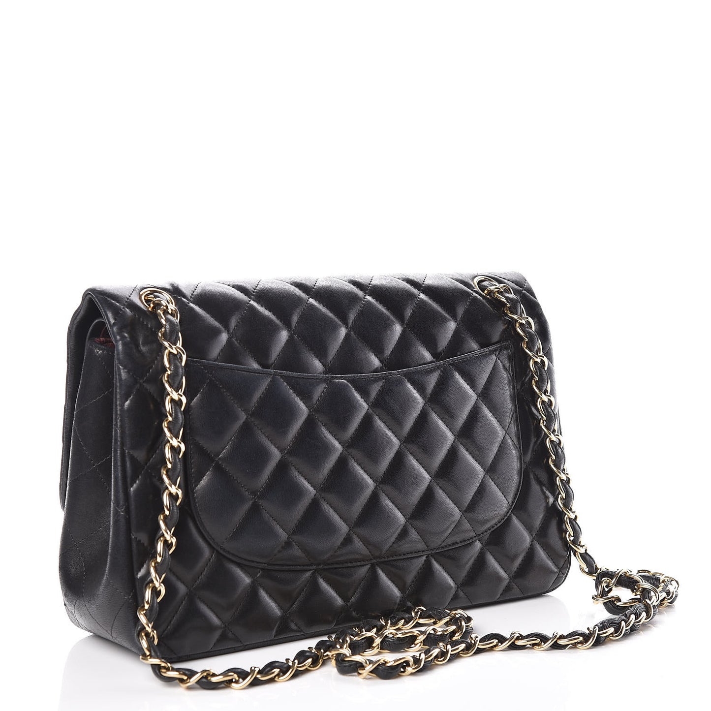 Lambskin Quilted Jumbo Double Flap Black