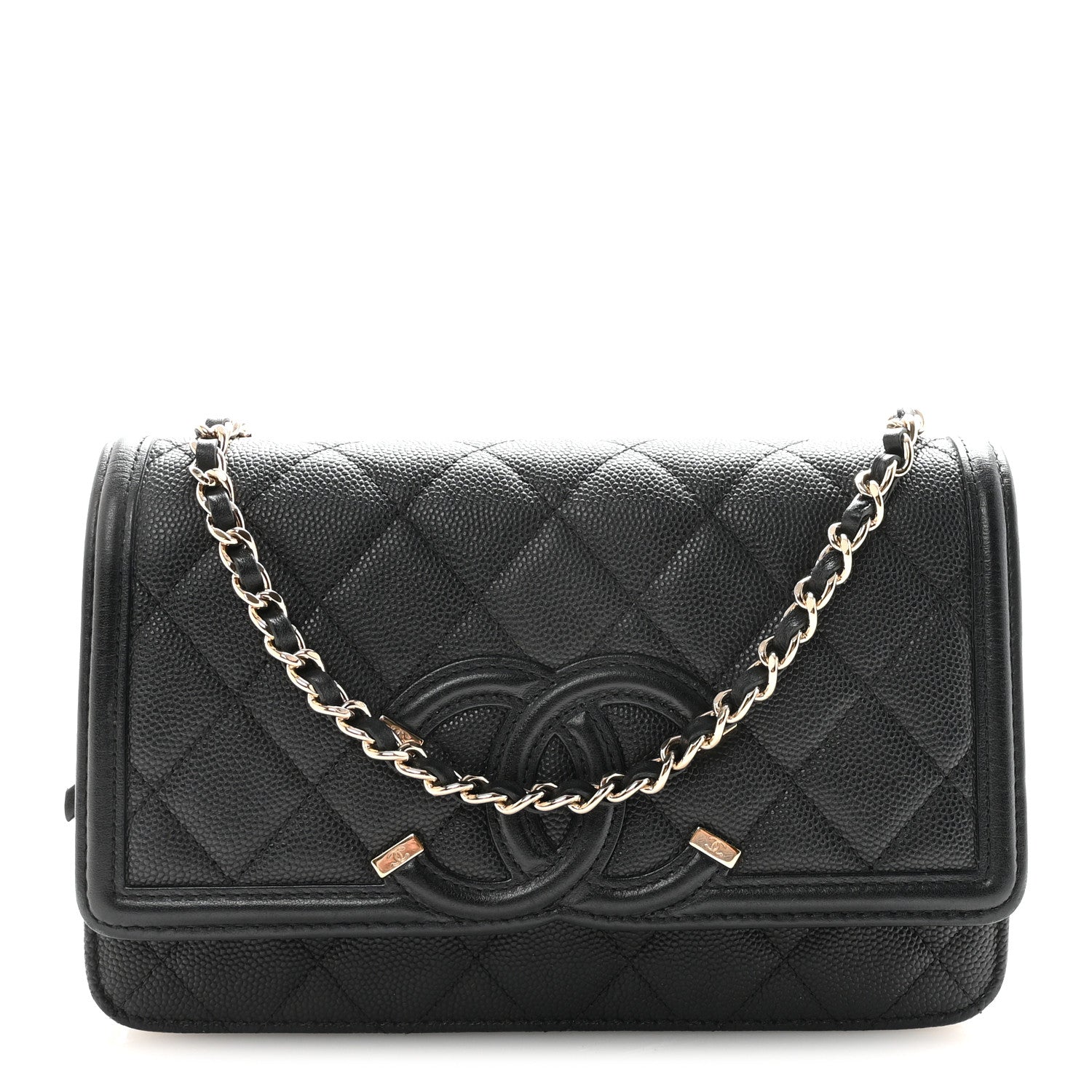 Chanel Caviar Quilted CC Filigree Wallet On Chain WOC Black 1 of 11